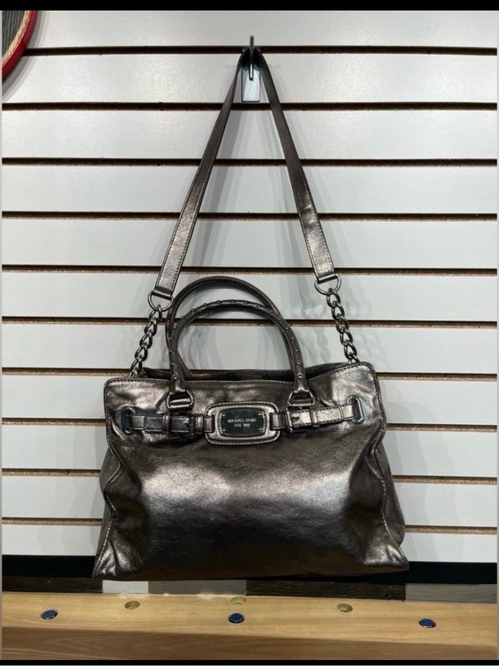 Michael Kors Metallic Gunmetal Shoulder Bag
